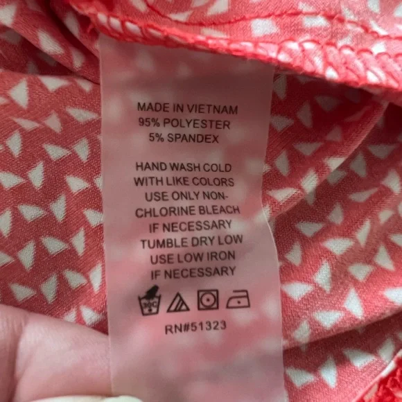 Vince Camuto Red & White Sleeveless V-Neck Top Size Large Orange red color #A-4 - Picture 4 of 5